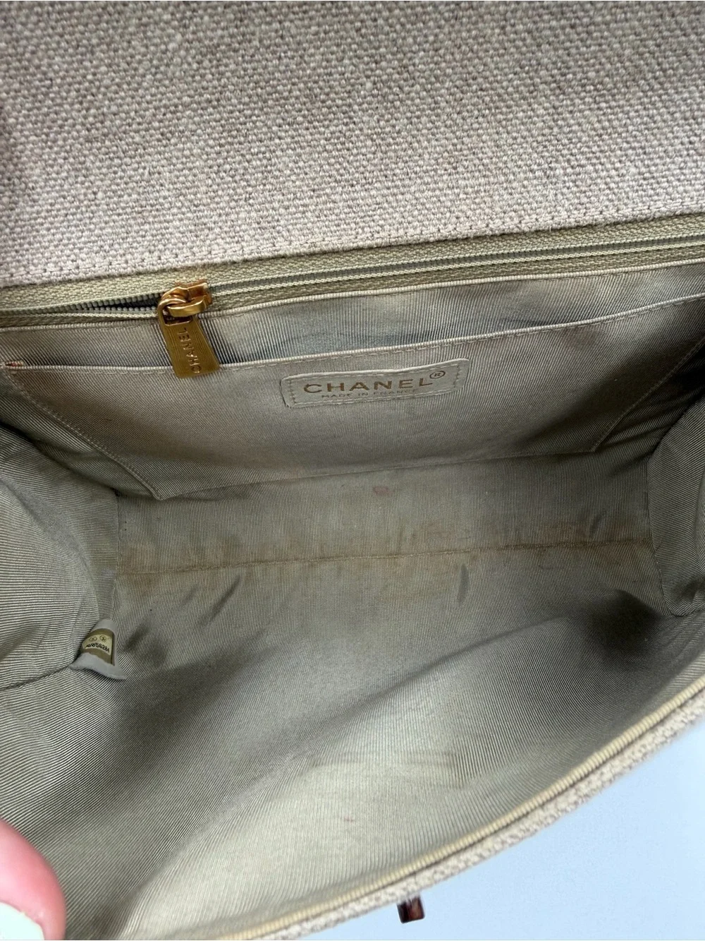 RARE CHANEL vintage 2001 linen tortoise shell Kelly bag